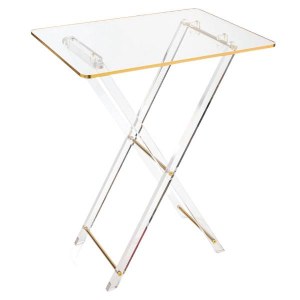 Picture of Lucite Folding Table Gold Accent 25"H